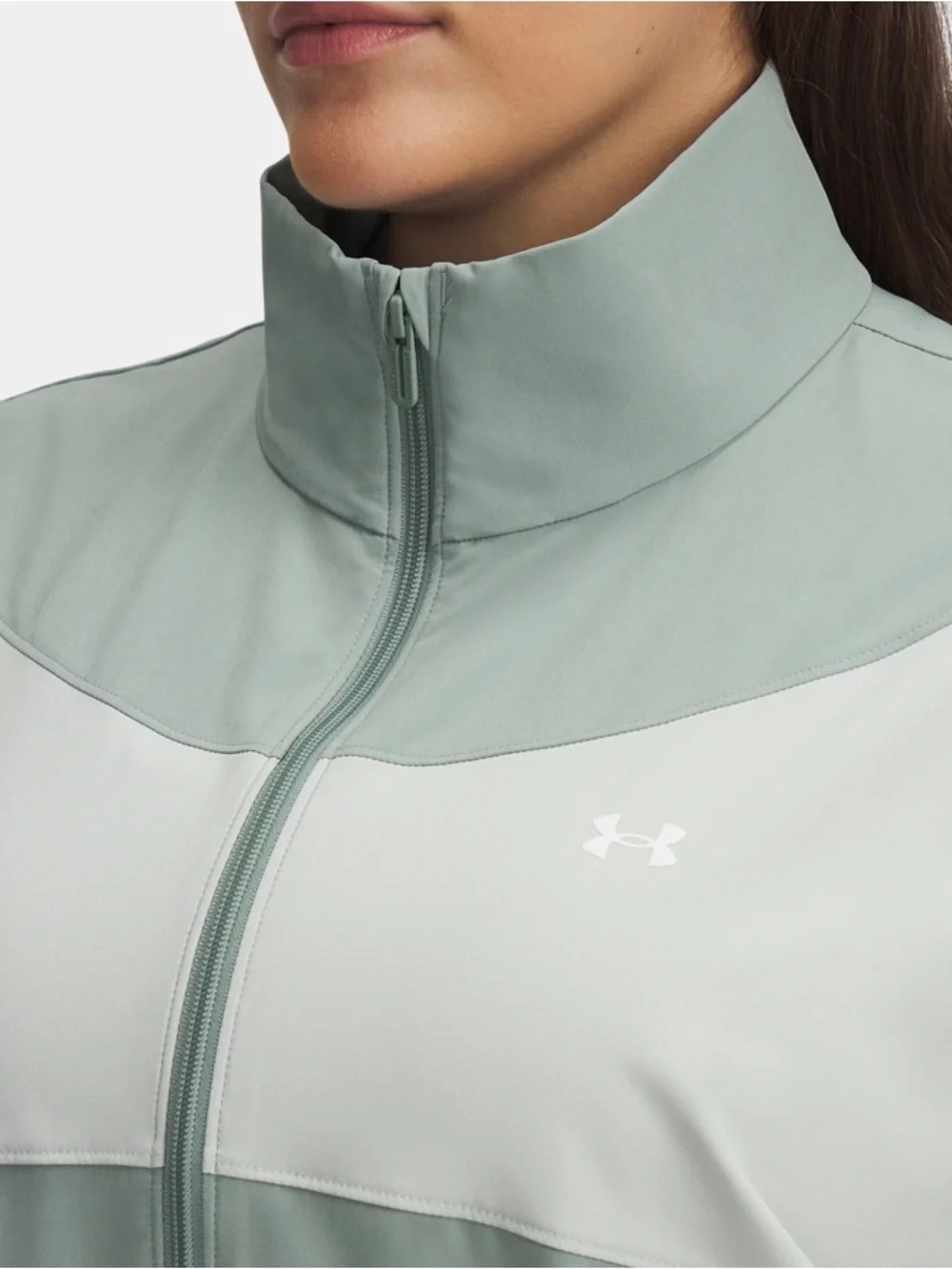 NWT Under Armour Women's Sage and Light Gray Colorblock Bomber Jacket Size XL